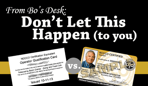 CCO certification card, Crane Tech, Bo Collier